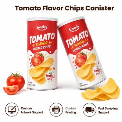 OEM Custom Printed Paper Canister for Chips Food Grade Cylinder Snack Packaging Fast Sampling Support