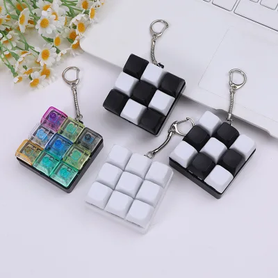 Keys Button Keycap Fidget Keychain Finger Keyboard Caps Toy Decompression Keychain Stress Relief Gadget Pass the Time for Adult