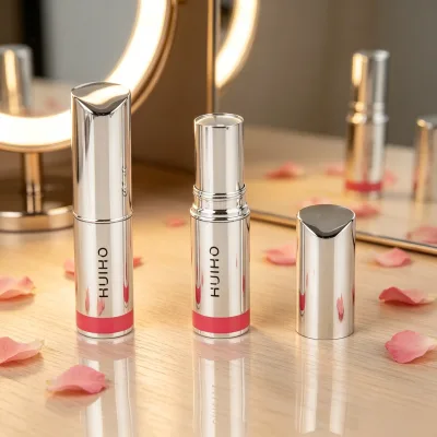 Cosmetic Packaging Wholesale Customizable logo Silver Lip Balm Tube Lipstick Clip Cylindrical Lipstick Packaging