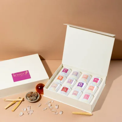 Branded Labels Candle Jars Boxes Packaging with Lid Eva Foam Insert Magnetic Folding Flip Box Glass Candle Paper Gift Box
