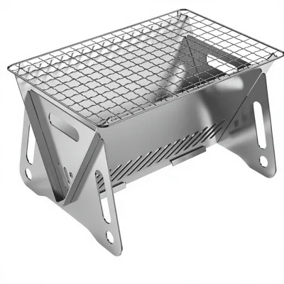WINB Portable Folding Charcoal Grill Includes Carry Bag 1-2 People Mini Stainless Steel Camping Backyard Hiking Picnic (8.2X5.5