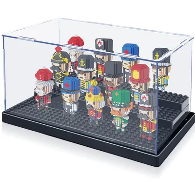Minifigure Action Figures Acrylic Clear Luxury Display Case with 3 Movable Steps for & Easy Assembly Gift for Kids