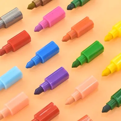 Creative Building Blocks Splicing Coloring Crayon 12 Color Square Detachable Graffiti Brush