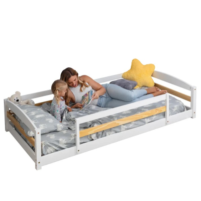 Single Trundle Bed with Sliding Bottom Modern Tree House Design Solid Wood Day Bed for Children with Wheels Single Bed