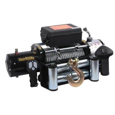 Electric 4x4 Car Winch 12V/24V 9500LB Capacity Stainless Steel Wire Rope Remote Switch Control Bolt-On Mounting 24m Lifting