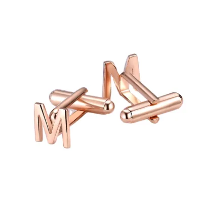 Qiuhan OEM/ODM 925 Sterling Silver Men Jewelry Button Personalized Letter Cufflink for Men Gift