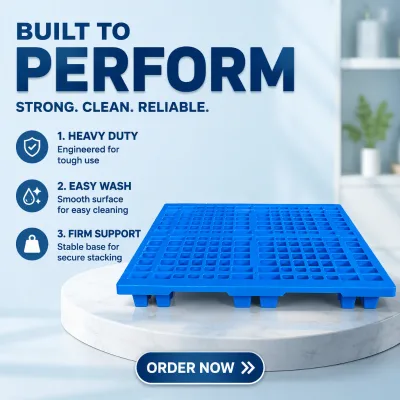 Seafood Cold Chain Plastic Pallet HDPE Drainage Grid Deck Nine Leg Stackable Freezer Room Storage Skid Wholesale