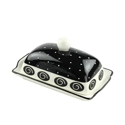 Custom Porcelain Air Tight Butter Container Ceramic Butter Dish With Lid Solid Cheese Container With Cover
