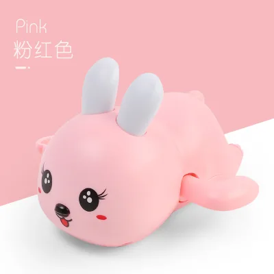 Water Toys Hand-cranked Child Swimming Rabbit Toy Cartoon Small Bath Toy Animal with Rabbit