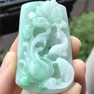 Jade Pendant Thick-Packed Full and Moist Red Jadeite Carved a Jadeite Dragon Brand Pendant Necklace Jewelry