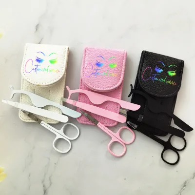 Private Label Pink Plastic Lashes Applicator Tweezers Bulk Magnetic Lash Tweezers Packaging False Eyelash Tweezers