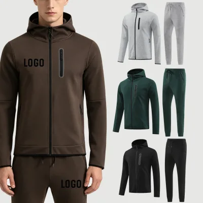 2026 New Men's Cotton Hooded Jacket With Pant Warm up Men Winter Hooded Jackets Sets Outdoor Casual Sports Hooded Jacket for Men