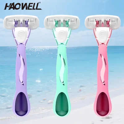 HWK04 Womens Razors Disposable Shaving razor with Soap Head Cartridges and sharp Stainless Blade 1 Handle + 3 Changeable Refills