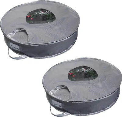 Durable Round 24 Inch Wreath Bags Christmas Storage Bag Holiday Decorations Storage Bag