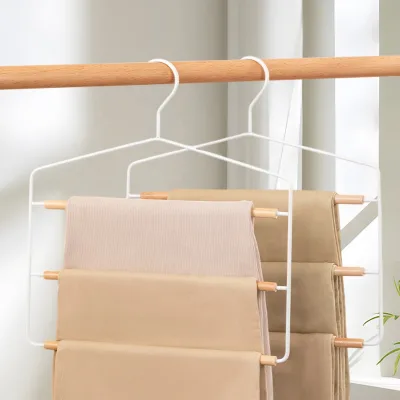 Novelty Design Multi Hanger with Wooden Bar Attract Customers Easily for Scarf Pants Trouser Jeans Cloth Hanger