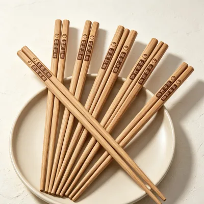 ESTICK High Quality Carbonized Moso Eco-Friendly Reusable Round-Head Bamboo Flatware Chopsticks for Hotel Restaurant Bar Use