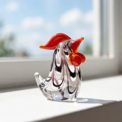 Bulk Handblown Artistic Glass Hen Figurine with Customized Color for Housewarming Gift Collections & Home Dcor Retail