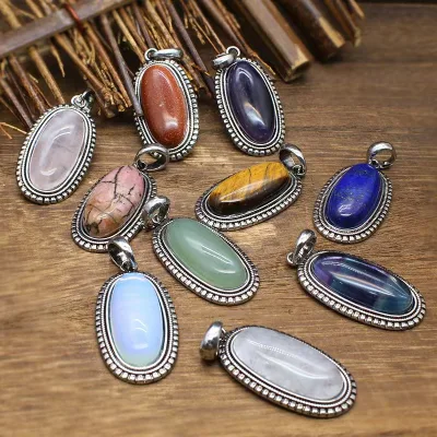 Fashion Handmade Jewelry Vintage Large Natural Crystal Stone Pendant for Women Necklace