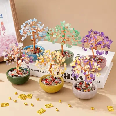 Honor of Crystal Fengshui Healing Elegant Crystal Tree Ornament Crystal Money Tree Lucky Tree for Decoration
