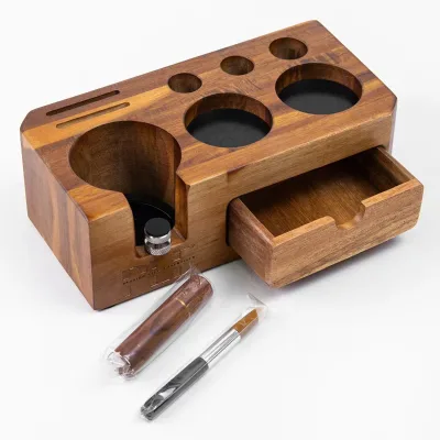 Hot Sale Multifunctional Eco-Friendly Wooden Coffee Powder Press Stainless Steel Storage Organizer Drawer Modern Simple Coffee
