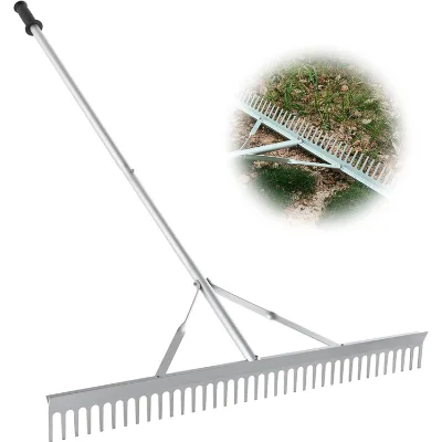 JH-Mech Solid Structure Landscape Rake Secure Screw Installation Built to Last Ergonomic Grip Dual-Purpose Aluminum Grading Rake