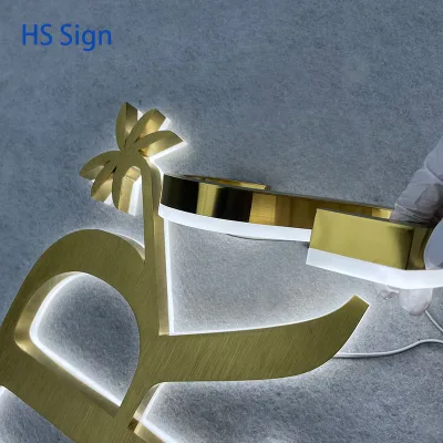 Commercial Facade Backlight 3d Electronic logo Custom LED Stainless Steel Sign