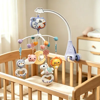 Newborn Infant Bed Bell with Musical Projection and Soft Security RC Mode Toy-ABS Plastic Unisex Baby Toy