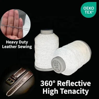 Heavy Duty Filament Reflective 100% Polyester Sewing Thread High Tenacity 360 Reflectivity Bags Shoes Belts Automotive Interiors