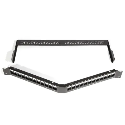 High Quality 19-Inch 24-Port Bevel Blank Panel with Backplane Shielding Direct From China Factory Patch Panel
