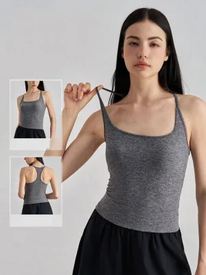Bestseller Fixed Pad Racerback Sports Bra Tank Top Women Yoga Fitness Padded Vest Pilates Gym Activewear
