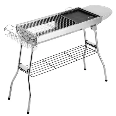 Portable Stainless Steel Charcoal BBQ Grill Foldable Outdoor Camping Picnic Barbecue Cooker