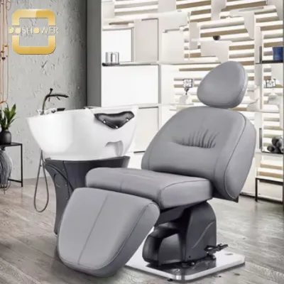 Grey electric shampoo bed of Foot pedal reach to appointed position quickly in 10 seconds for hair salon furniture factory