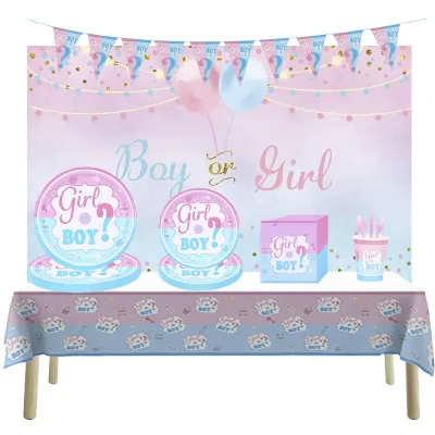 Hot Sale Gender Reveal Party Supplies Sash Balloon Cake Topper Photo Props Boy and Girl Baby Shower Party Decorations