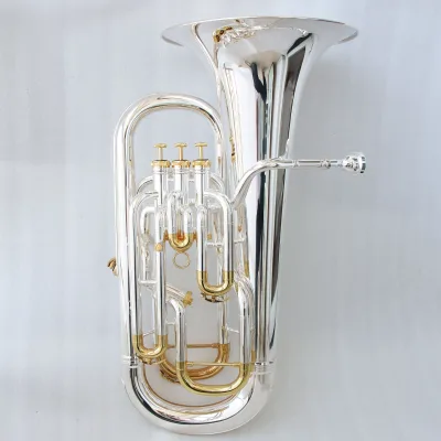 Used by Professional Orchestras Professional 3+1 Pistons Euphonium With BB Tone Brass Body Silver Plated Accept Client's Logo