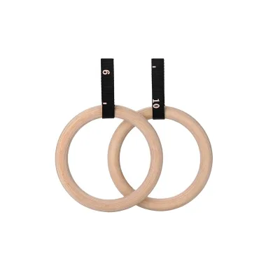 32mm /28mm Wooden Gymnastic Rings With Nylon Strap