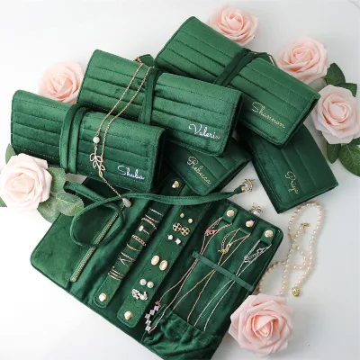 Velvet Mini Jewelry Roll Bag, Small Travel Jewelry Roll Bag, Double-layer Multi-functional Jewelry Storage Box.