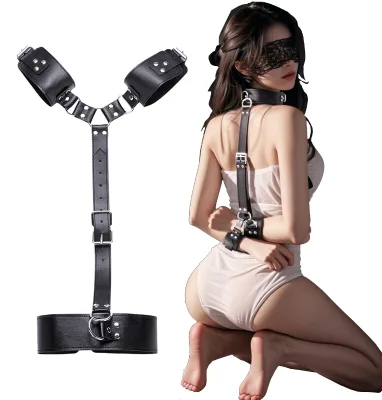 Factory Customized Japan SM Bondage Back Handcuffs Collar Strap Sex Handcuffs Fetish Male BDSM Bondage for Couples