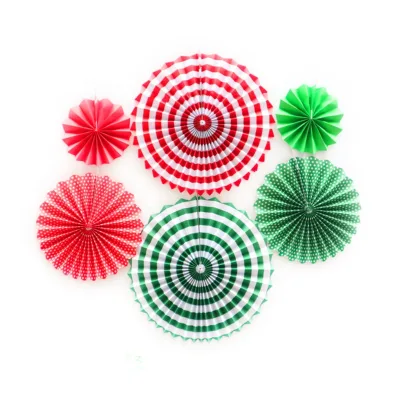 Christmas Birthday Valentine's Day Wedding Party Decoration Hanging Garland White Blue Red Black Green Pink Flower Paper Fan Set