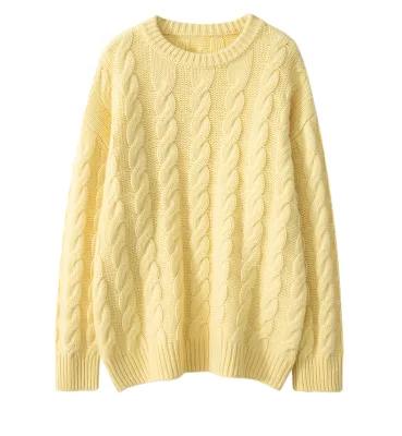 Dropped Sleeve Crew Neck Loose Knit Cashmere Pullover Knitwear Sweater Christmas Sweater Cable Men Knitted Jumpers