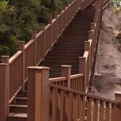 Anti-UV Integrated Handrail WPC Waterproof Outdoor Stair Balustrade Easy Installation Garden Railing