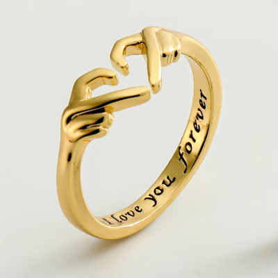 Popular Love Wedding Rings for Women Heart-Shaped Simple Matching Engagement Couple Ring