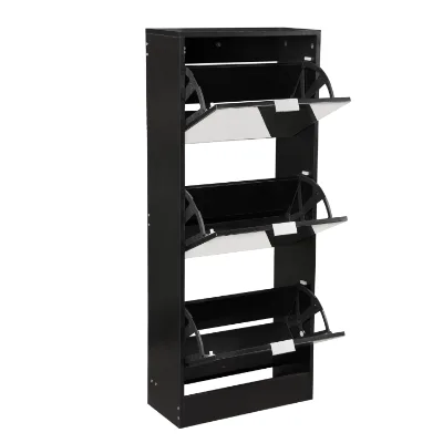 Customized Eco-friendly Modern Wooden Foldable Shoe Cabinet Mirror Storage Living Room Home Furniture for Hotel Apartment