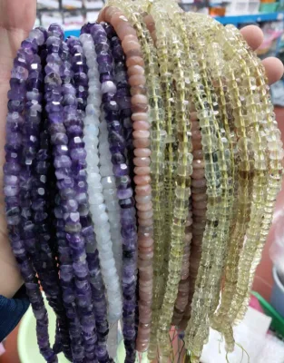5x7mm~5x8mm Natural Faceted Gemstone Rondelle Beads ( Labradorite / Moonstone / Aquamarine / Amethyst / Morganite )