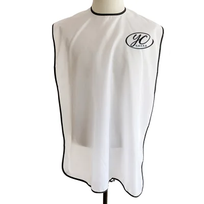 Custom Logo White Nylon Beard Cape Salon Hair Apron for Men with Polyester Waist for Cleaning BBQ Painting