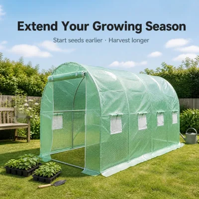Walk-in Plant House 4x2x2m Greenhouse with 12 Sqm for Family Seed Starting