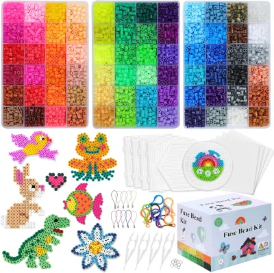 5MM Plastic Fuse Beads Kit 15000 Pcs Beads Craft Kit Iron Melting Beads Christmas Home School Arts and Crafts Supplies