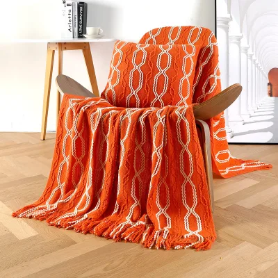 Customize Boho Sofa Cover Blanket Knit Geometric Shawl Blanket Bed End Towel Blankets