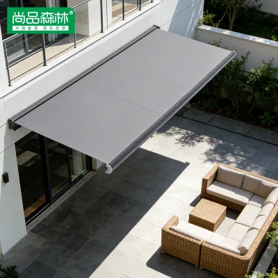 Strip Aluminum Frame Waterproof Fabric Patio Garden Outdoor Areas Curved Arm Design All - Weather Use Full Cassette Awning