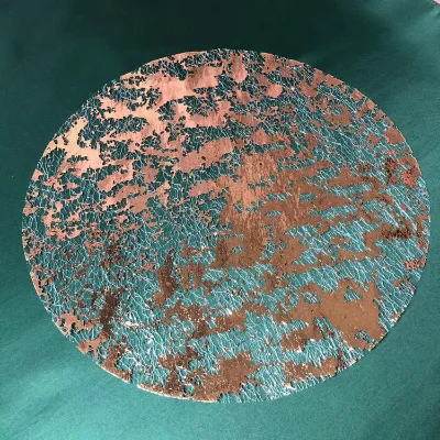 Wedding Disposable Gold Polyester Placemat 33cm Round Metallic Foil Mesh Tablemat Glitter Placemat Dining Table Home Decoration