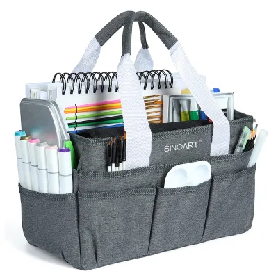 SINOART 24 Pockets Polyester Fabric Artist Organizer Tote Bag Craft Organizer Tote Bag Painting Large Art Storage Caddy